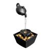 LED Light Floating Teapot Fountain Pebble Base Endless Water Flow Indoor Relaxation Fountain Resin Material Small Size