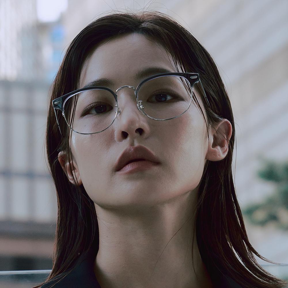 Alloaiweeo [Illusionist] Oversized Light Browline Gray/Silver Eyeglass Frames Il9401 1011G