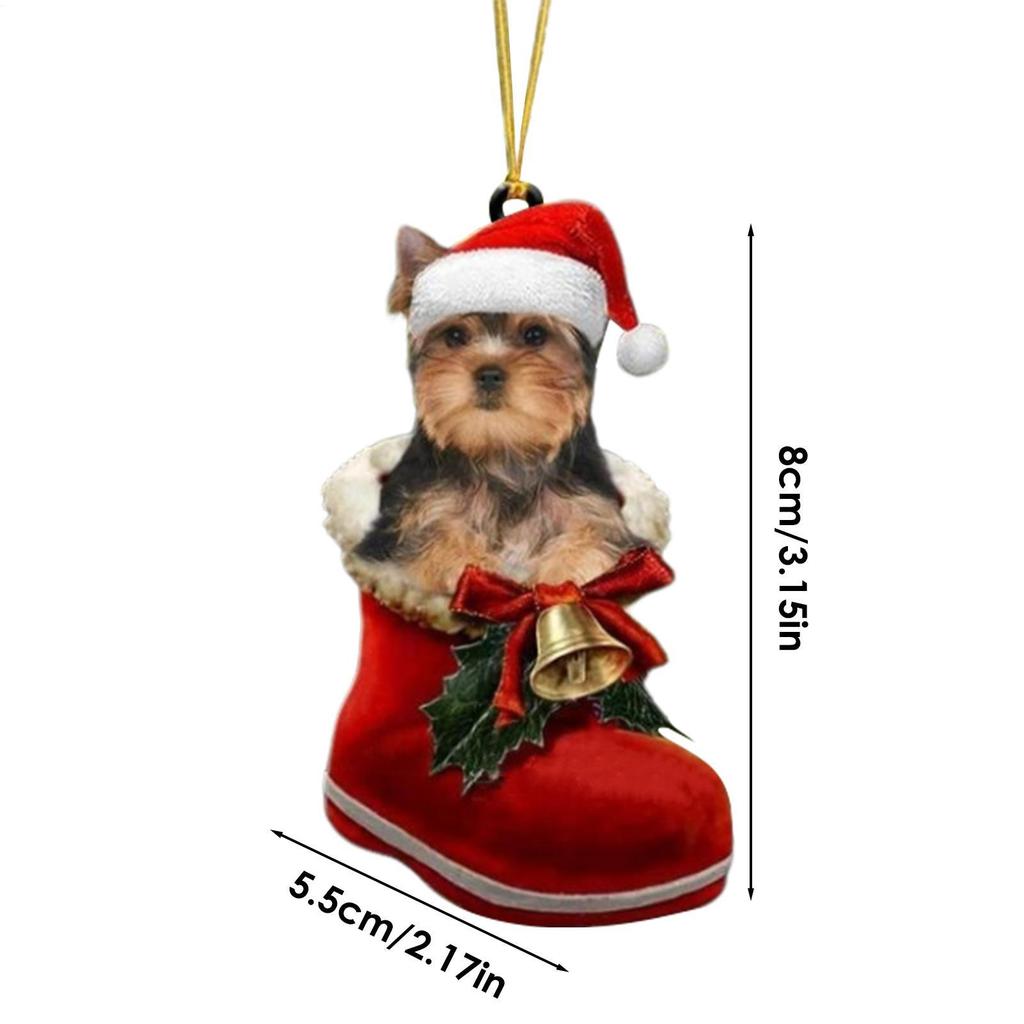 Dog Christmas Ornaments Dog Decoration Pendant 2D Seasonal Festive Pendant For Window Door Stair Fireplace Mantel Car Display