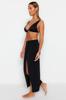 Women's Fashion New Skirt Black Fitted Maxi Woven Slit Skirt