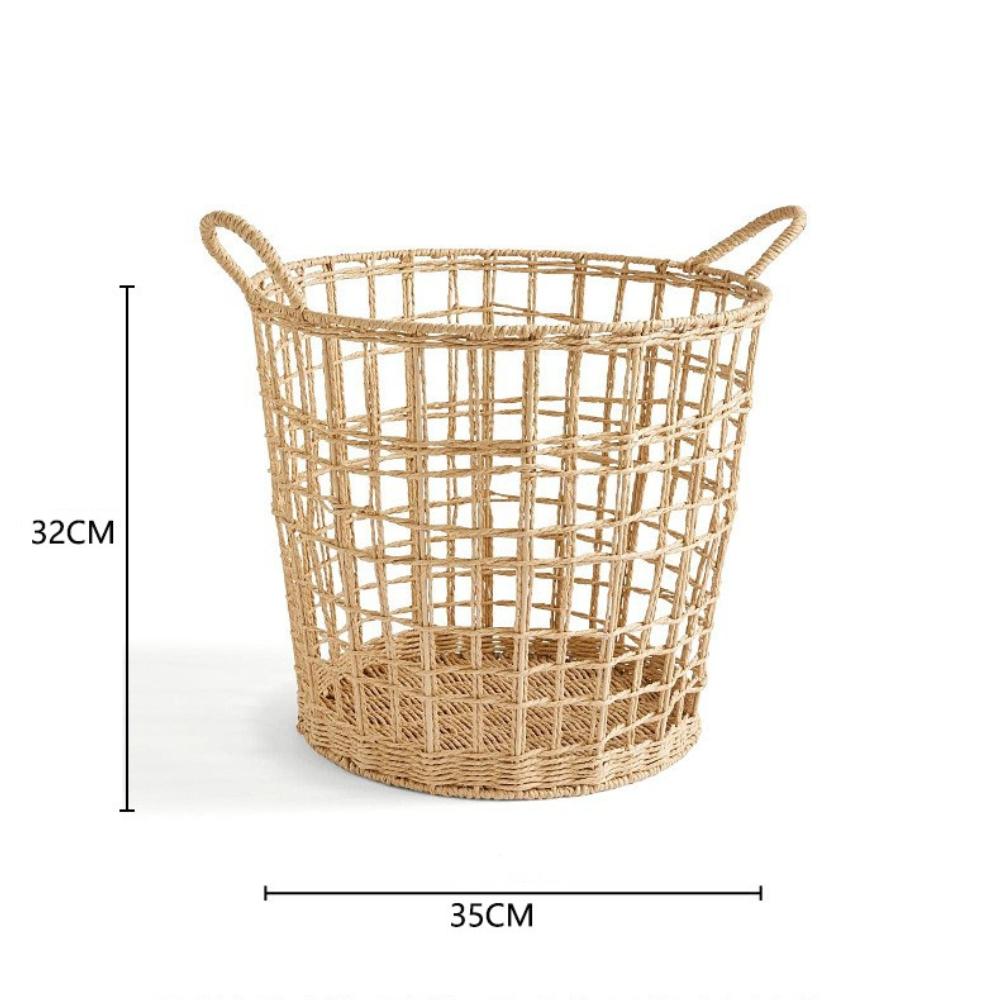 Handwoven Rattan Weaving Laundry Basket Basket with Handles Open Laundry Basket Boho Storage Blankets Towels Bathroom Organizers