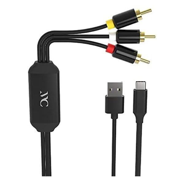 KD-227 Type-C To RCA Converter Cable for Monitors, USB-A Male 1m / Type-C Male 1.8m