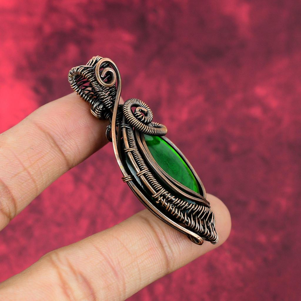 Green Fire Labradorite Pendant Copper Wire Wrapped Pendant Antique Pendant Handmade Copper Jewelry Natural Gemstone Pendant Gifts For Mother