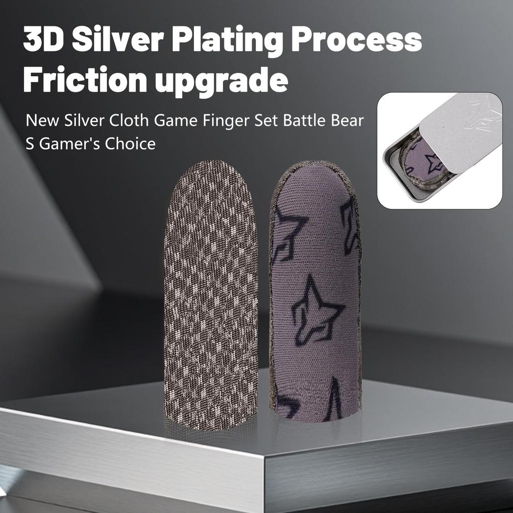 rinsfox Upgrade Fox Superconducting Silver Cloth, Extremely Sensitive Thin Zero Touch, Washable, Mobile Gaming Finger Sleeve,4 Pack For PUBG Knives