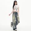 Spring Summer Dandy High Waist Drape Ripped Lazy Relaxed Wide Leg Denim Pants For Women Casual Pants Oversize Denim Trousers