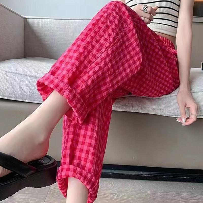 1/2/5m Pitaya Red Plaid Yarn-Dyed Polyester Cotton Fabric Spring and Summer Yarn Dye Green Plaid Cloth DIY Shirt Dress Clothing