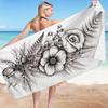 White-flowered Back Series digital-printed polyester Superfine fiber double-sided fleece Beach vacation bath towel, beach towel