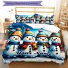 3PC Custom Name Snowmen Winter Friendship Bedding Set Duvet Cover Closure Includes 1 Duvet Cover & 2 Pillowcases for Bedroom
