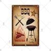 Dad's BBQ Party Metal Tin Plaque Retro Tin Signs Barbecue Rules Slogan Plate Vintage Grill Poster Yard Garden Kitchen Wall Decor