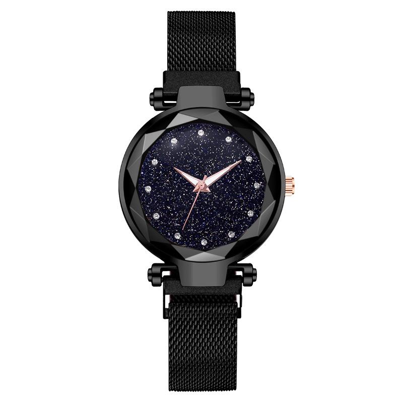 Montre à quartz pour femme inspirée de TikTok, motif ciel étoilé, avec bracelet milanais magnétique