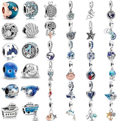 New Copper Charm Fit Original Bracelet Accessories Women Jewelry Blue Ocean Series Cruise Ship Octopus Sea Shell