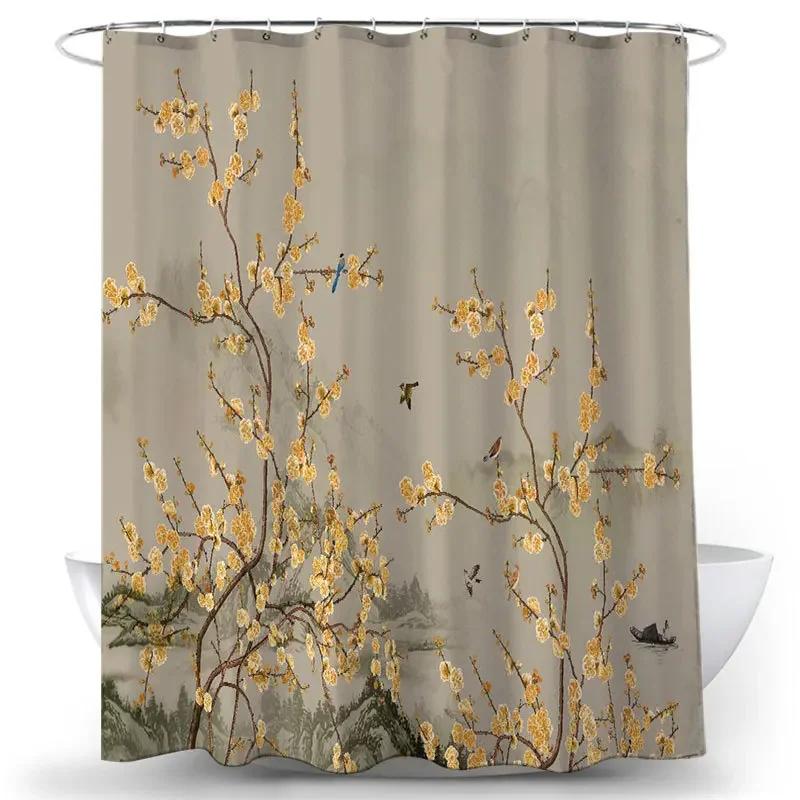 Flower And Bird Shower Curtain Waterproof Bathroom Decorative 3D Printed Fabric Decorative Shower Curtain Cortina De La Ducha