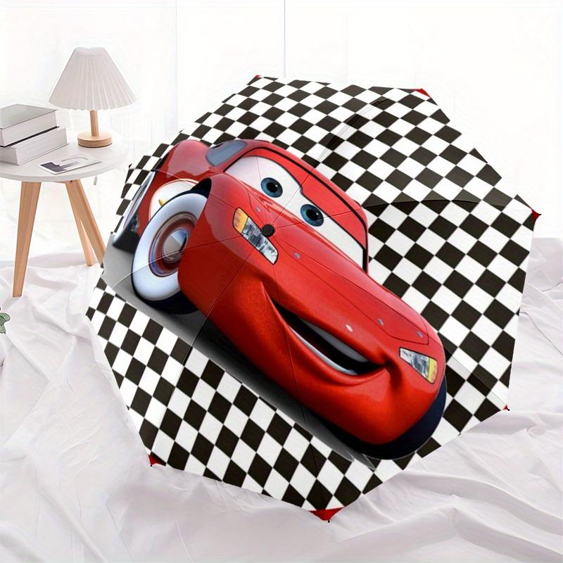 Disney Lightning McQueen Manual Opening and Closing Umbrella - 8-Rib Reinforced Folding Design, Lightweight