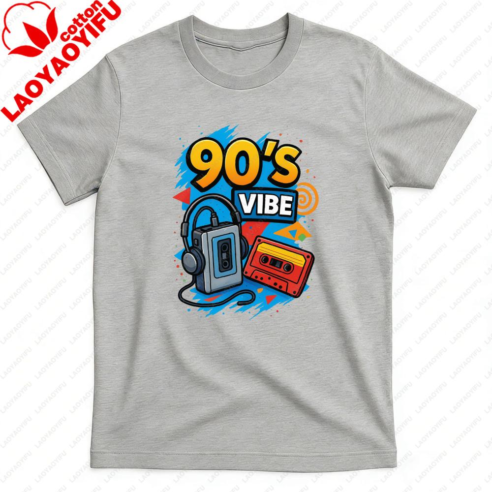 90s Vibe Retro Music Cassette Player Men TShirt Cotton Summer Short Sleeve Casual Fashion Top Unisex Gift For Party Wear