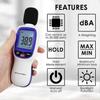 Dezibelmeter Bluetooth Digitaler Schallpegelmesser mit Datenprotokollierung, Smart Noise 30dB