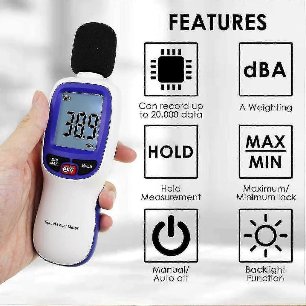 Dezibelmeter Bluetooth Digitaler Schallpegelmesser mit Datenprotokollierung, Smart Noise 30dB