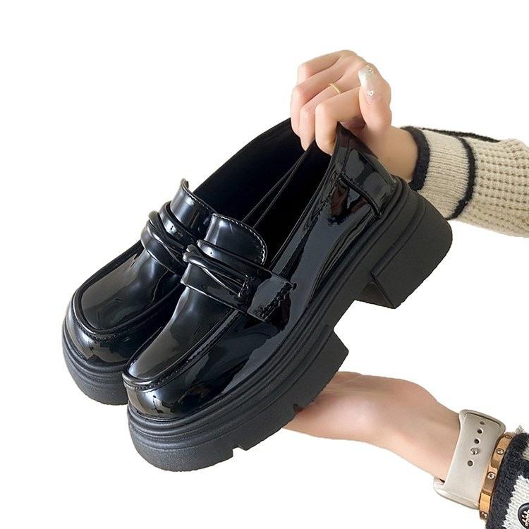 Versatile Black Platform Small Leather Shoes Women's 2025 Autumn New Retro British Style Loafers Women's Mary Jane Single Shoes