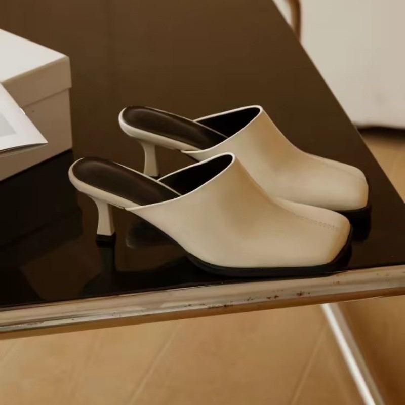 New 2026 All-match Baotou Semi-slippers Women's High-heeled Fashion Outward Wear Square-toed Stiletto Shoes