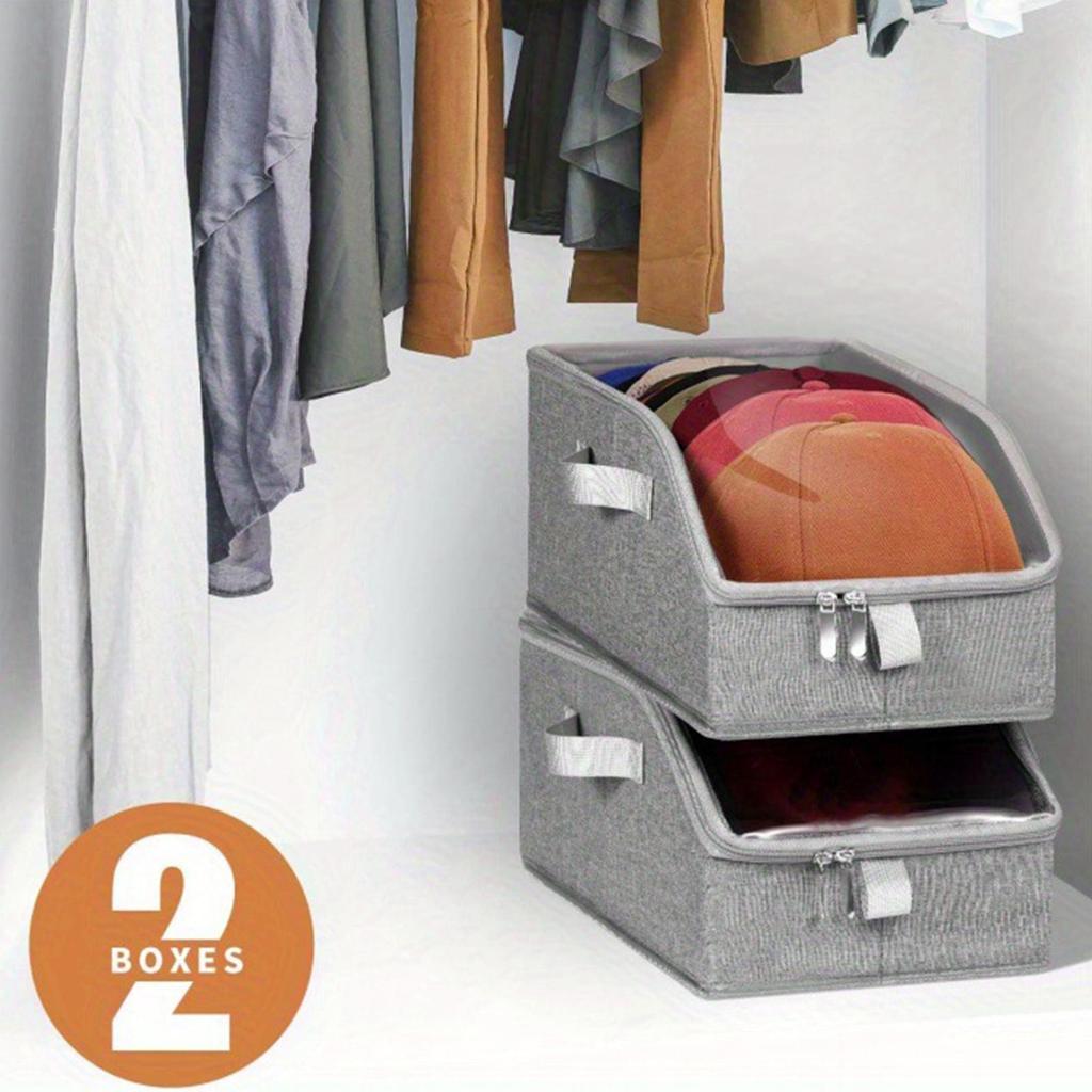 Hattorganisatör för basebollkepsar Stapelbar Stor Låda med Genomskinligt Fönsterlock Kepsförvaringsorganisatör för Hem Klädlådor