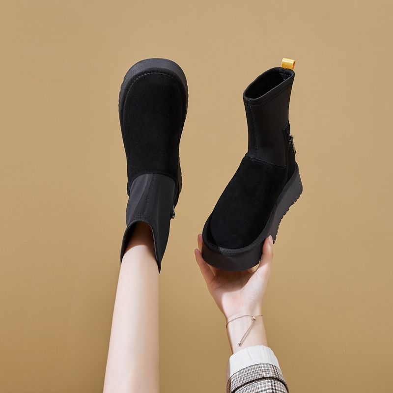 Snow Boots Women's 2025 Autumn and Winter New Fashionable Simple and Versatile Integrated Velvet Warm Thick-soled Non-slip Casual Cotton Shoes