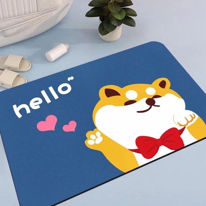 Cartoon-style Entrance Door Mat, Bathroom Entrance Water-absorbing Foot Mat Household Toilet Quick-drying Living Room Carpet