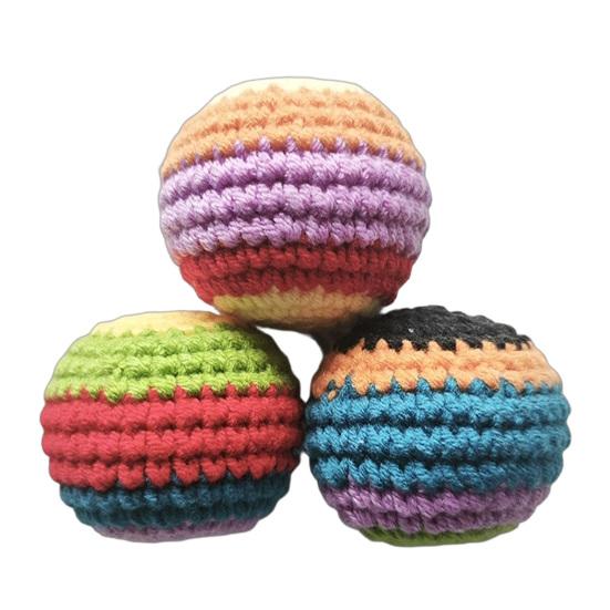 Handmade Knitted Footbag Sack, Outdoor Play Multicolored Crochet Bag Woven Kickball Toy, Colorful Juggling Balls for Kids, Adults,