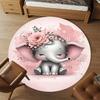 1PC Elephant Flowers Pink Round Chair Mat Area Rug - Non-Slip, Floor Mat for Office, Bedroom, Home Decor Christmas Gift C0528092