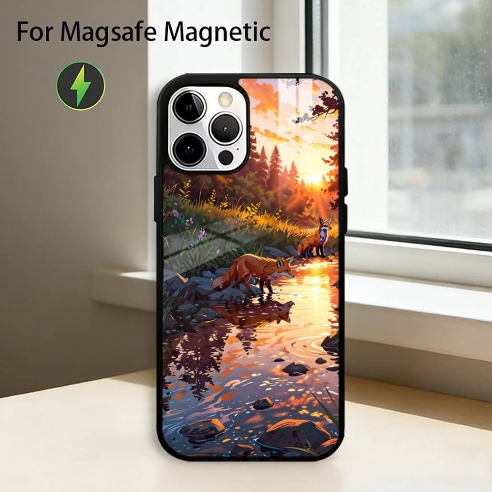 Cartoon FOX-COOL Phone Case For iPhone17,16,15,14,13,12,11 Plus,Pro Magnetic For Magsafe Wireless Charging