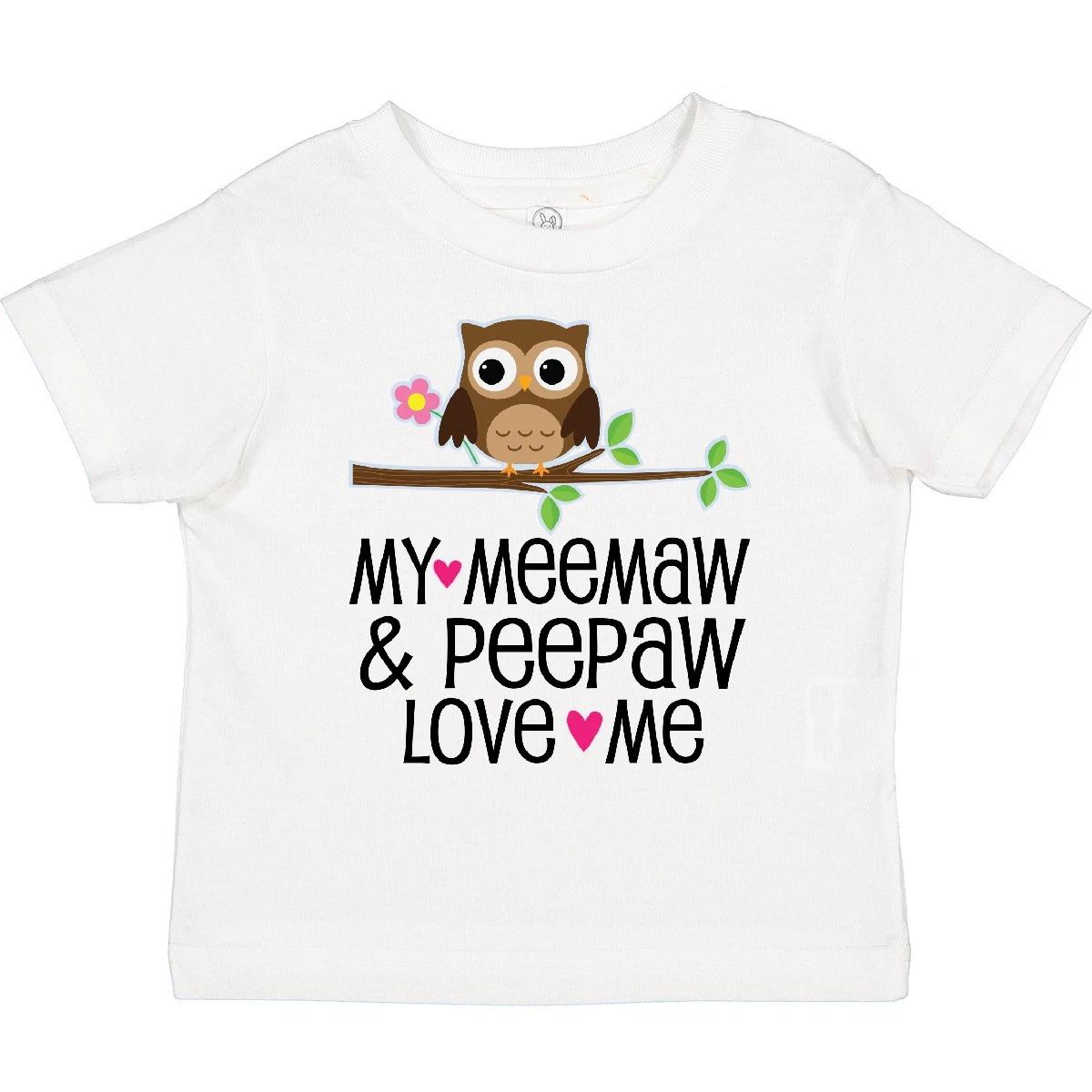 Inktastic My Meemaw And Peepaw Love Me Grandchild Owl Toddler T-Shirt Grandkids 160