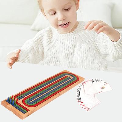 1 conjunto de jogo de tabuleiro de cribbage de madeira com cartas de baralho e pinos interativos