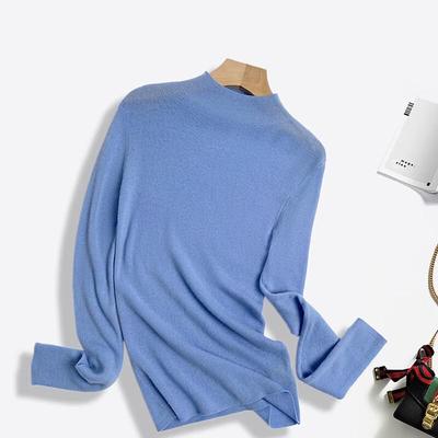 Fengxun Women's 100% Pure Wool Semi-High Neck Sweater