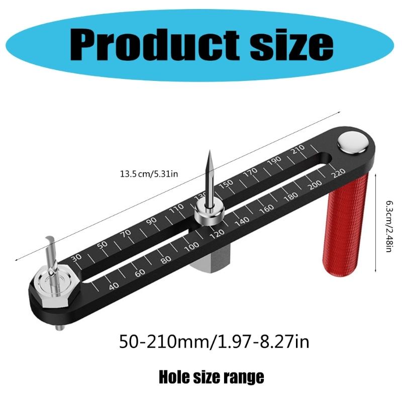 Extendable Thin Guide Compass Circle Cutter with Metricss and Imperials Scales for Accurate Woodworking Standard Cutter