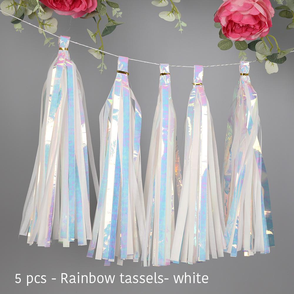 Party Unicorn Garland Rainbow Iridescent Tassel Garlands Paper Flower Wedding Decoration Birthday Baby Shower Party Decorations