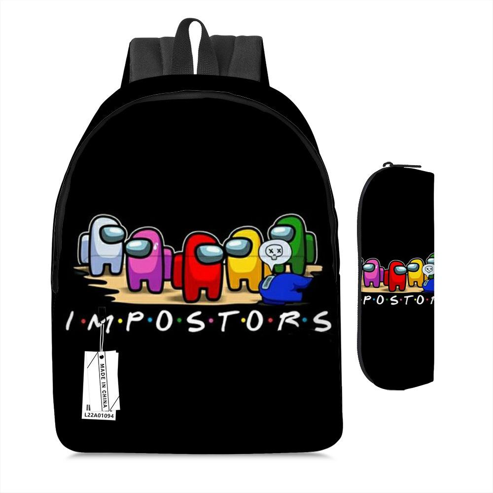 Among Us Two-Piece Backpack Space Werewolf Primary And Secondary School Students Cartoon Schoolbag Three-Piece Satchel Pencil Case