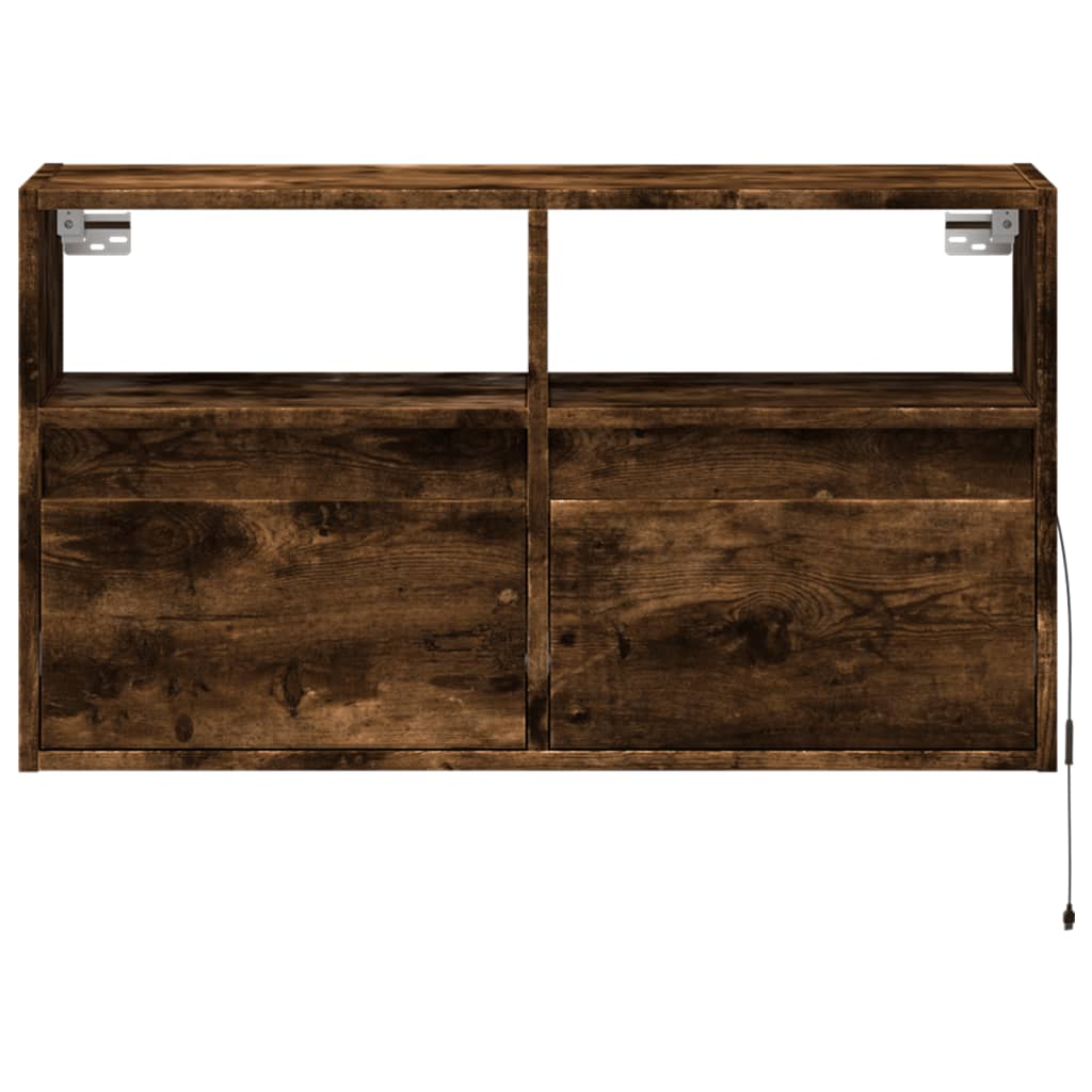 TV Wall Cabinet with LED Lighting Smoked Oak 80 x 31 x 45 cm
