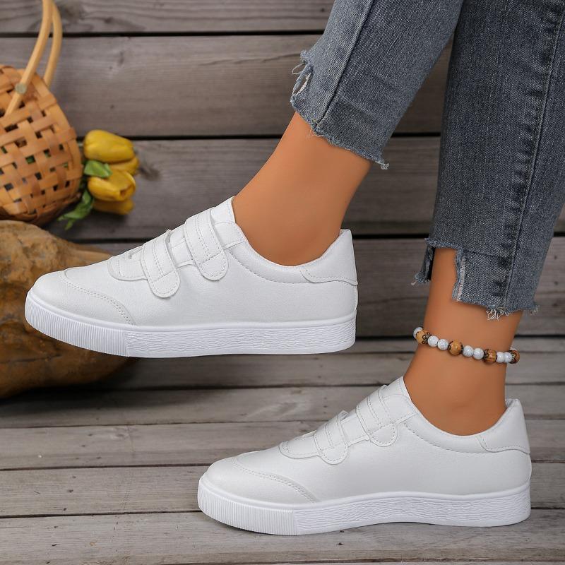 Pantofi Casual tip Board Albi cu Velcro pentru Femei, Primăvară-Toamnă, Încălțăminte Sport Versatilă pentru Studenți.