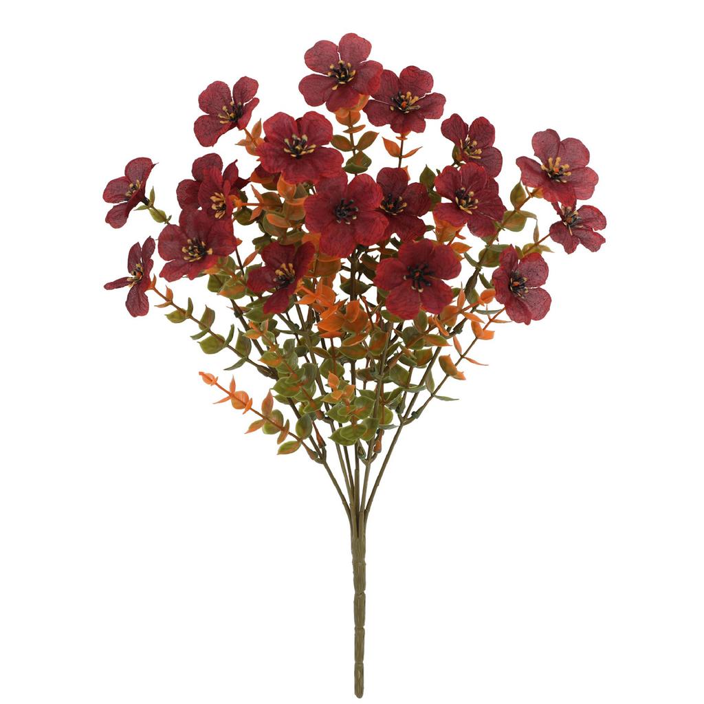 5 Bundles Plastic Fake Fall Artificial Flowers UV Resistant Fake Plastic Flowers Faux Plastic Flowers for Home Party Outdoor