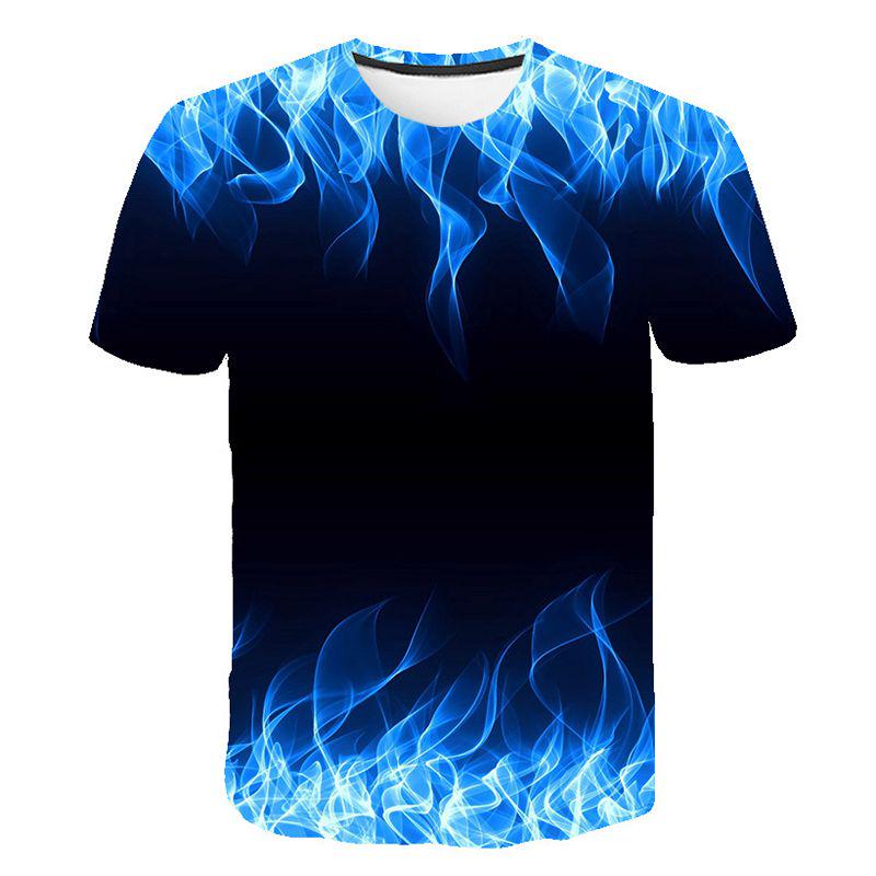 

3d Print Tshirt Flame Hypnosis Men Women Colorful Print Casual Short Top Sleeve Blue,5XL