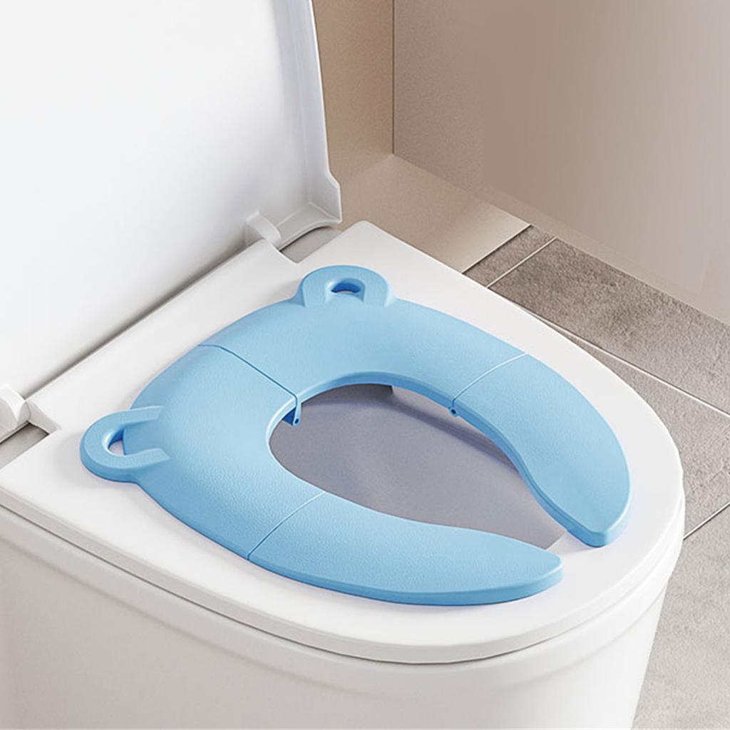 Siège de toilette de voyage pour enfants Pliable Gain de place Forme d'ours Siège Potty Pliable pour bébé Base Antidérapante pour la Maison l'Extérieur