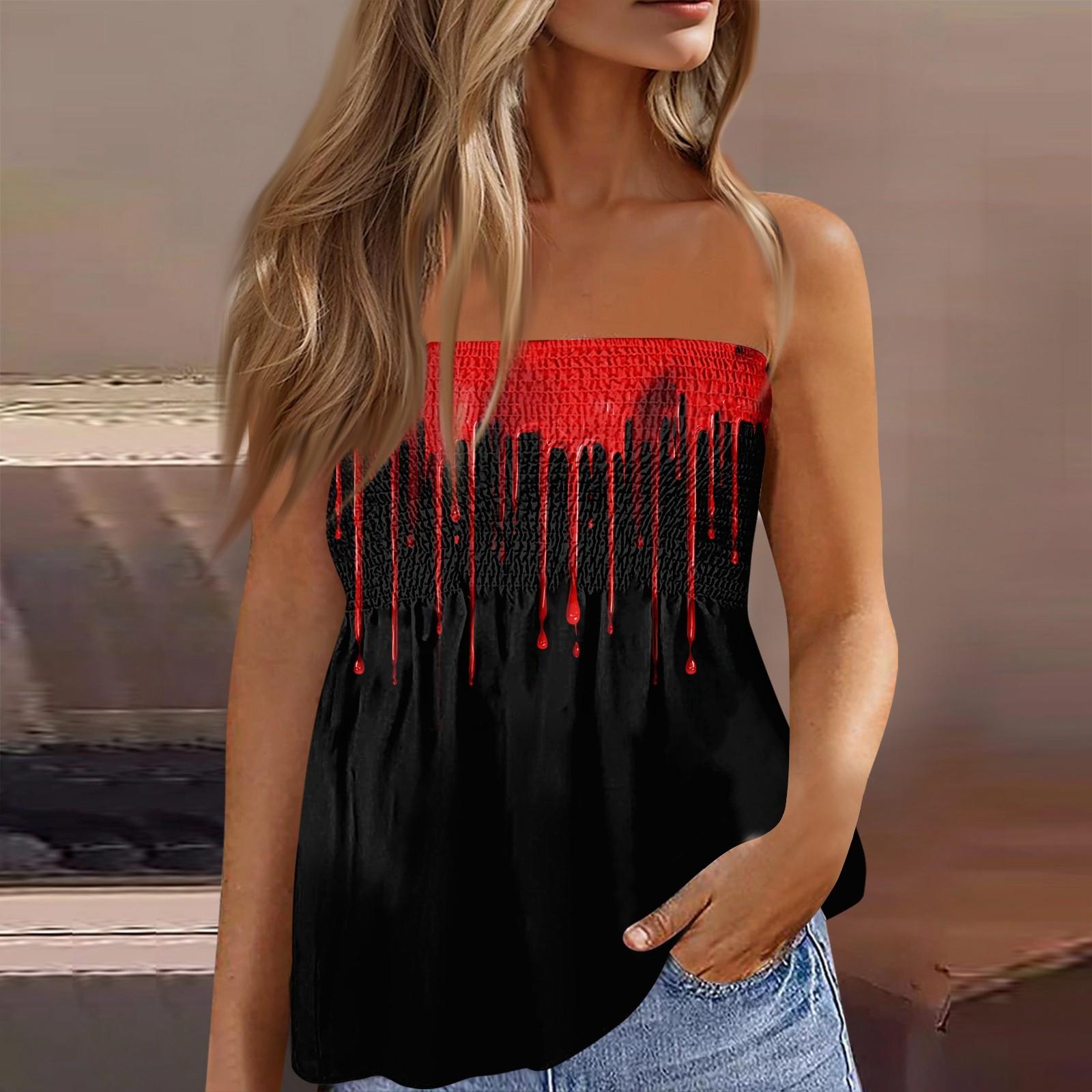 

Топы-трубы для женщин, милая сексуальная футболка без рукавов с открытыми плечами и принтом L чёрный