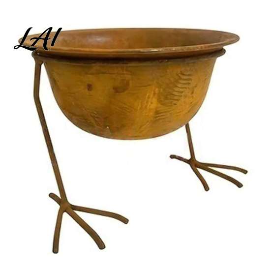 Outdoor Plant Container Metal Bird Foot Planter Bowl Vintage Chicken Duck Paw Base Small Succulents Modern Stand Pot Rustproof Flowerpot for
