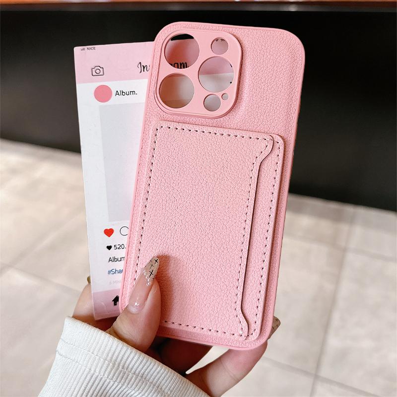 Luxury Litchi Leather Texture Phone Case With Horizontal Card Bag For iPhone 16 15 14 Plus 13 12 11 Pro XS Max XR Fashion Cover