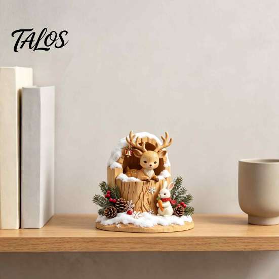 Handcrafted Wooden Statues Fairy Tale Little Boy and Fox Figurine, Rustic Desktop Statue, Artistic Carved Christmas Gift Ideas Sculpture Ornament for