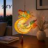 Portable Lantern Toy Chinese Dragon Fish Kit, DIY Coloring Crafts for Mid-Autumn Handheld Wooden Festival, Handmade Assembly Kids Adults