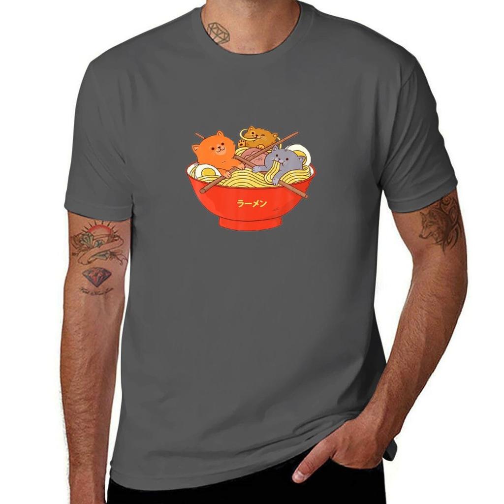 Kawaii Anime Cat Shirt Japanese Ramen Noodles Gift TShirt T Shirt T-Shirt Graphic T Shirts for Man T-Shirt