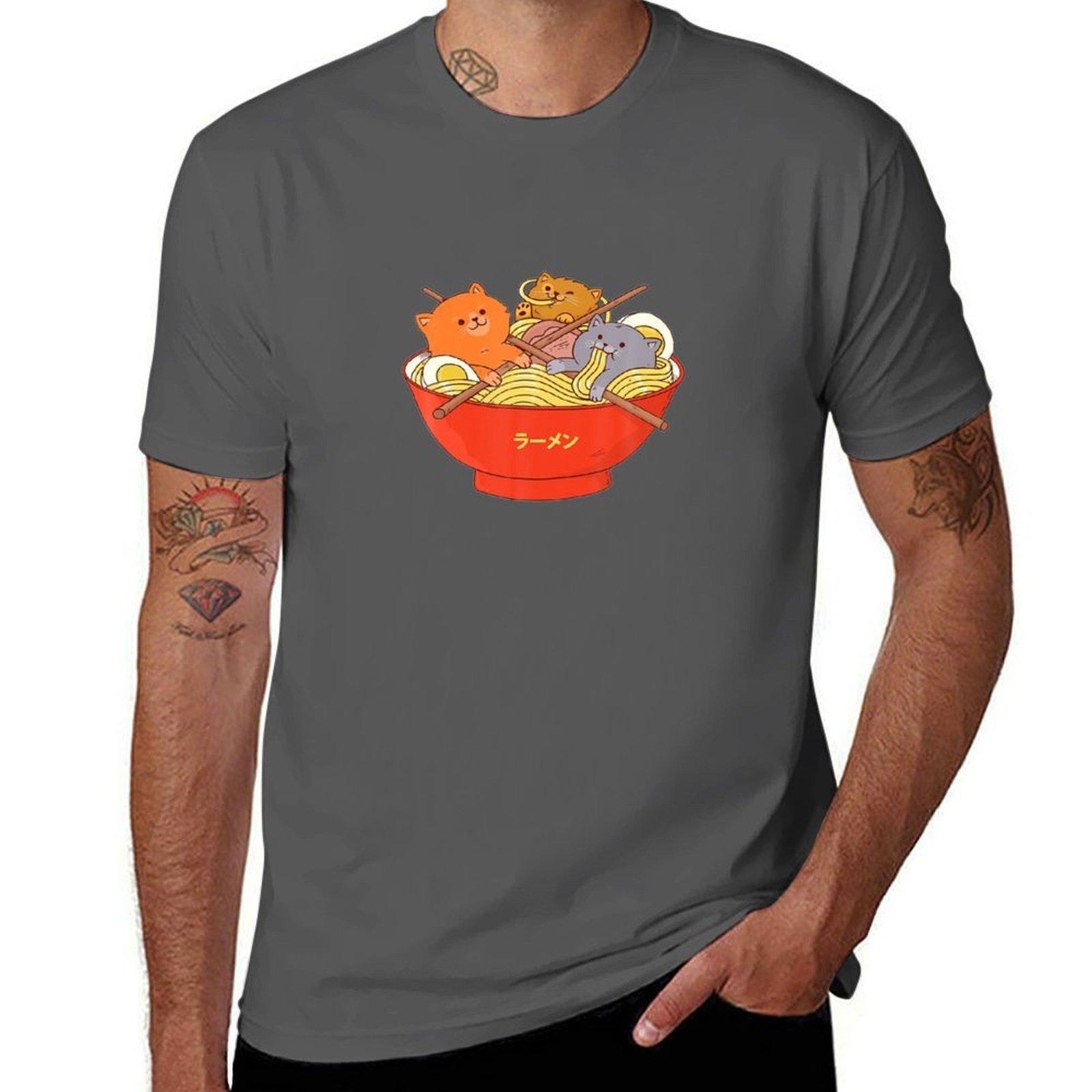 

Kawaii Anime Cat Shirt Japanese Ramen Noodles Gift TShirt T Shirt T-Shirt graphic t shirts for man T-Shirt 4XL