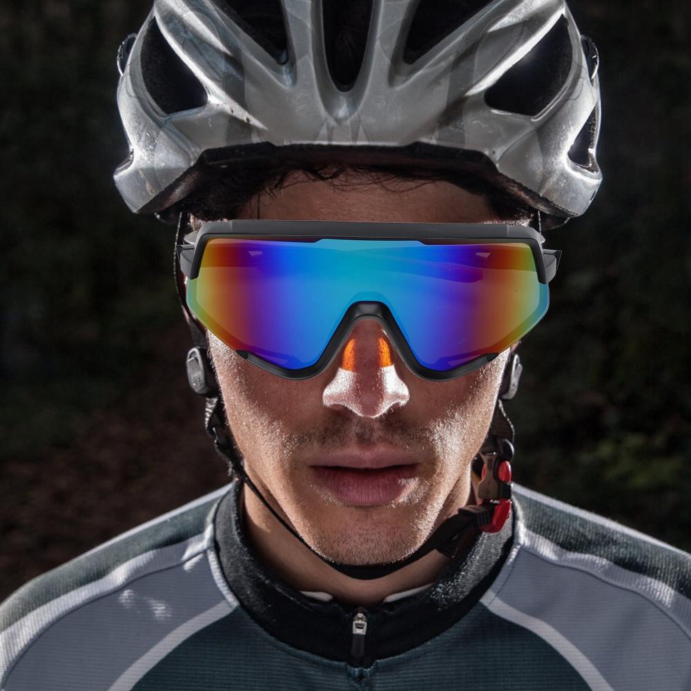 Outdoor Sports Glasses Windproof Cycling Goggles Bicycle Sunglasses for Women Men(Black Red Frame Green Lens )