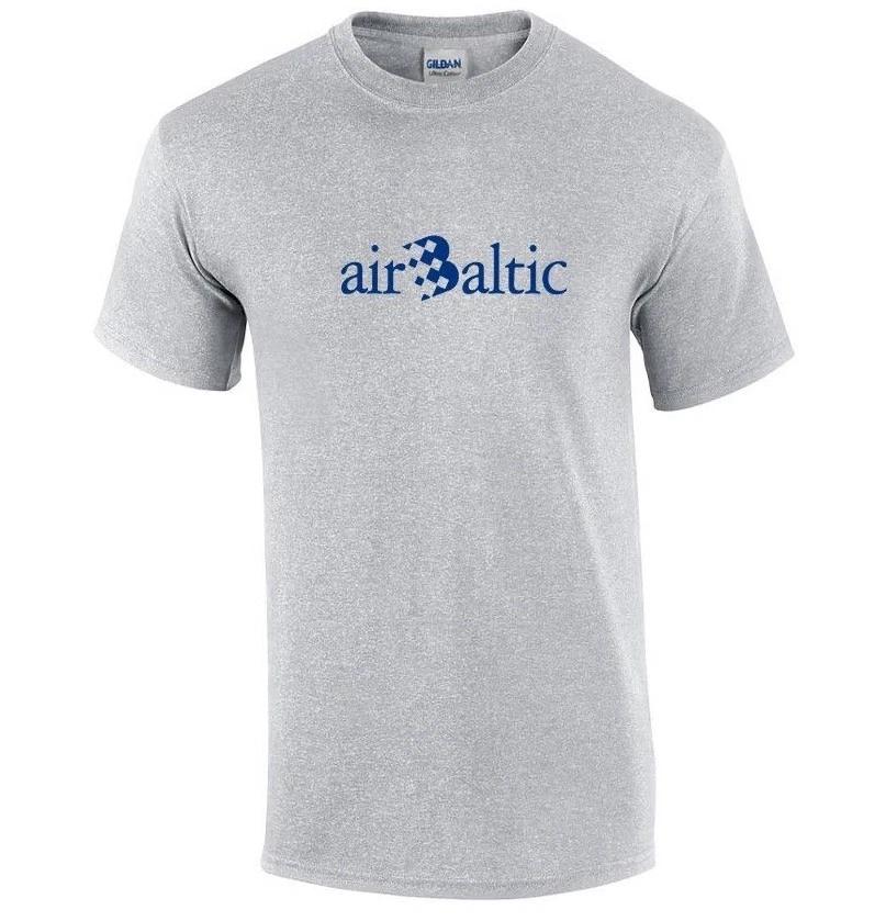 Air Baltic Vintage Blue Logo Latvian Airline Sport Gray Cotton T-Shirt M