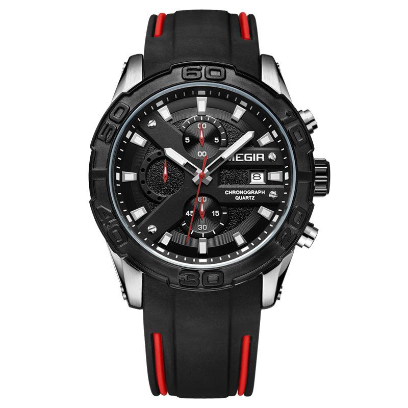 Watch Men S, Multifunctional Chronograph Luminous Calendar Men S Watch Silicone Sports Quartz Watch 2055