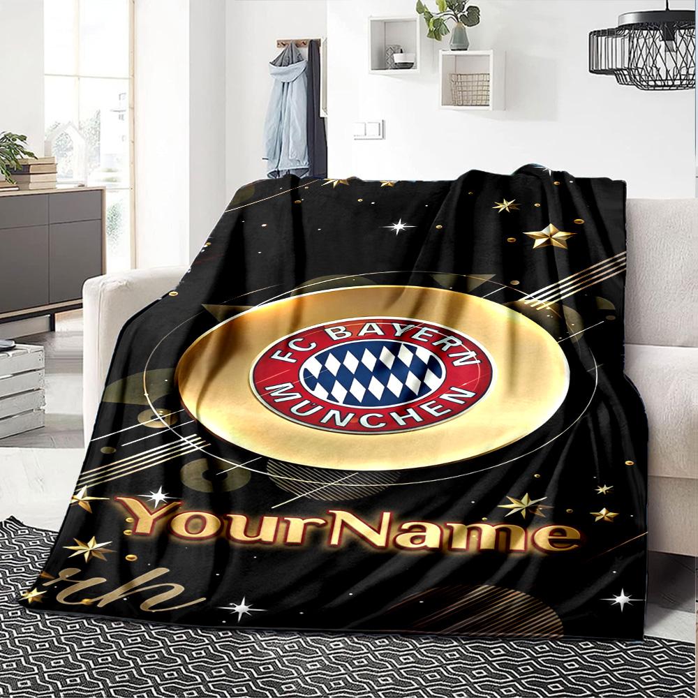 Bayern Munich Personalized Text Blanket Lightweight Personalized Blanket Soft & Cozy Perfect for Nap Home Decor Couch Bed Four Seasons Universal
